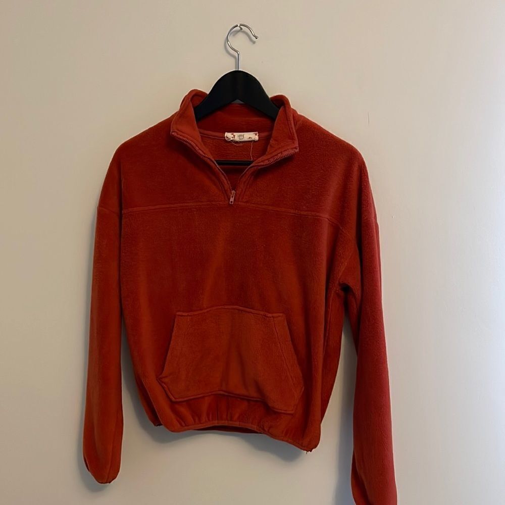 Hippie Rose 3/4 zip fleece‎ jacket. Burnt Orange. Size Small